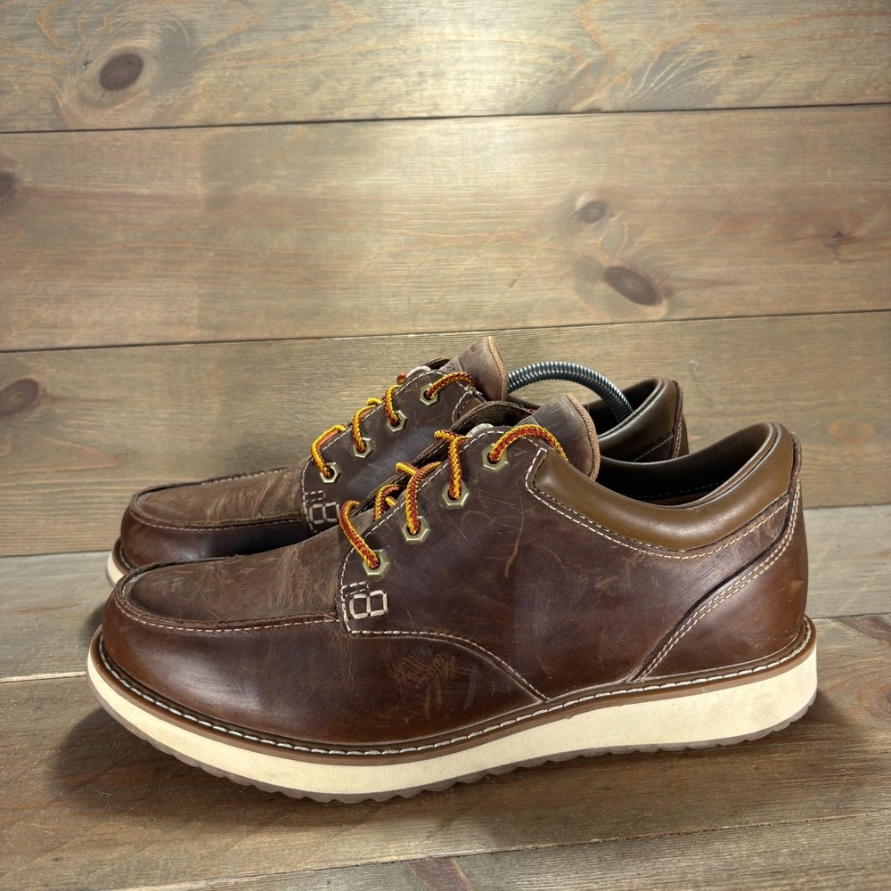 LL Bean stonington Mens size 10 shoes Brown Leather Lace Up Moc Toe oxfords